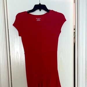 Red Ruffle Hem Dress